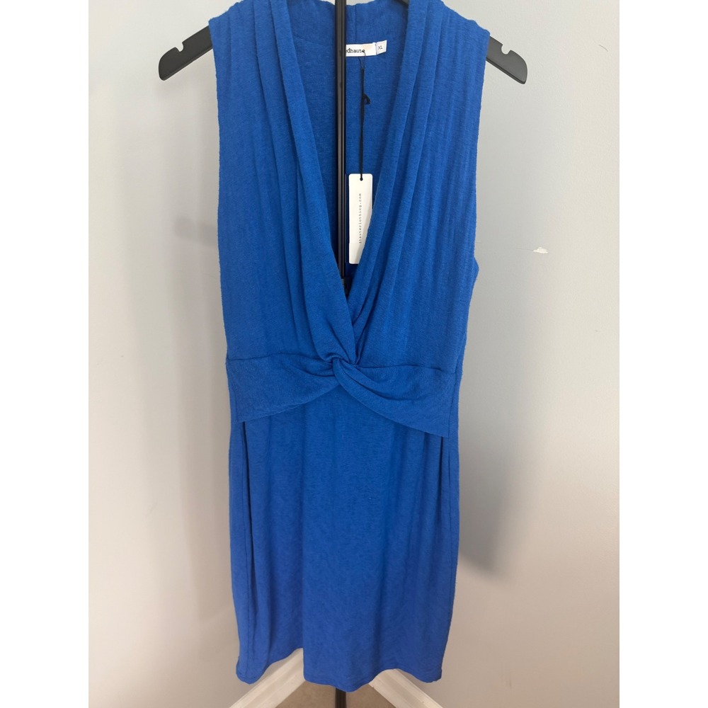 Red Haute Dress Womens XL Blue Sleeveless Twist Front V-Neck Mini Minimalist New